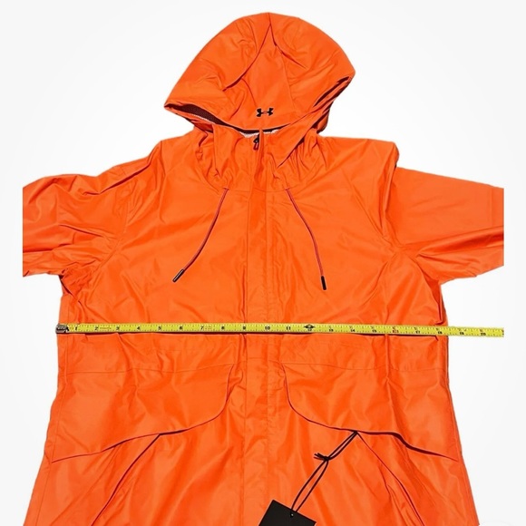 Under Armour NWT Orange Rain Jacket, full zip, with hood. Women’s Small - Picture 5 of 13